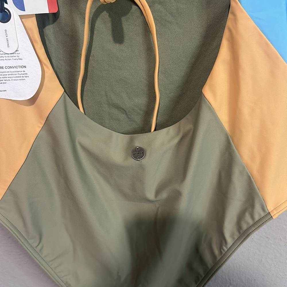 NEW Prana Tulum One-Piece Swimsuit Sweet Agave Color Block Size L - Picture 3 of 5
